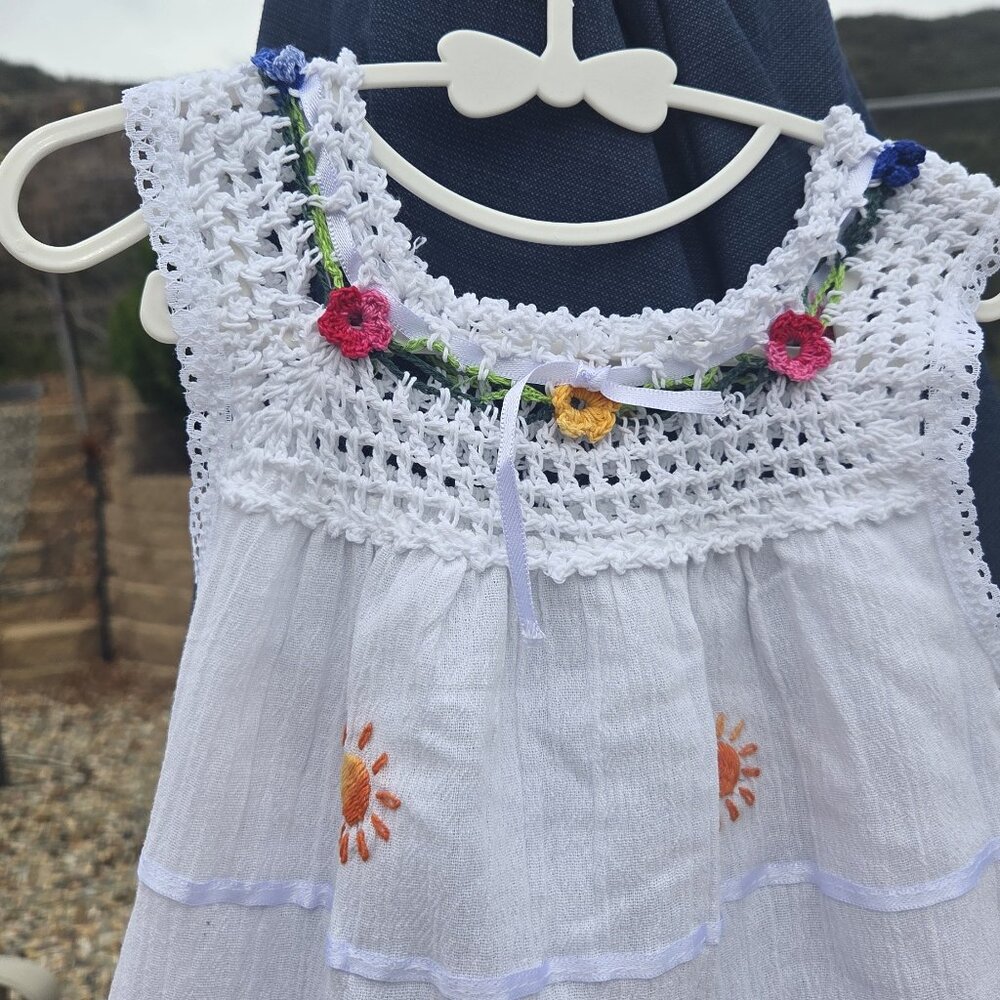 Floral and Sun embroidered dress for Child, Size 2